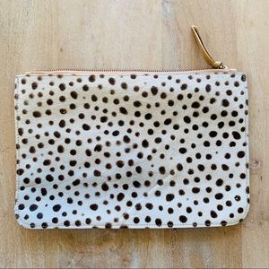 Leopard design leather pouch, clutch